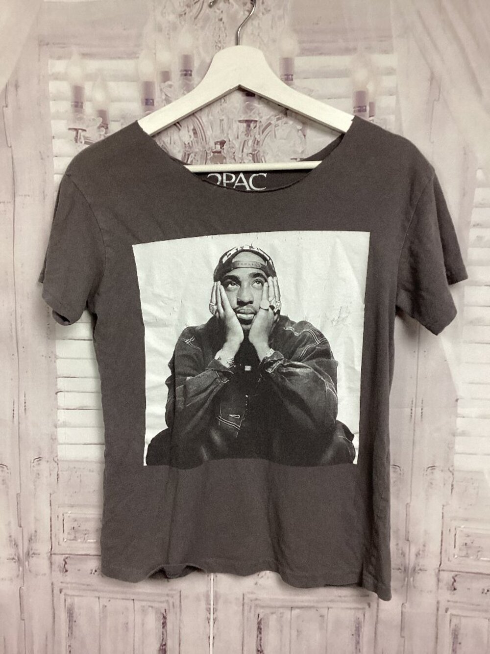 2Pac Gray Cropped Short Sleeve Graphic Tee XS